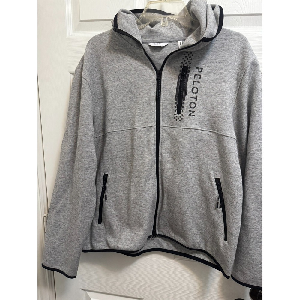 Peloton Full Zip Hoodie Jacket Athletic Training Activewear Gray Black‎ XL